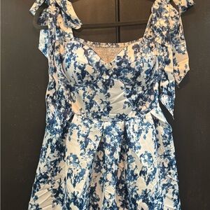 Blue and White Floral Dress